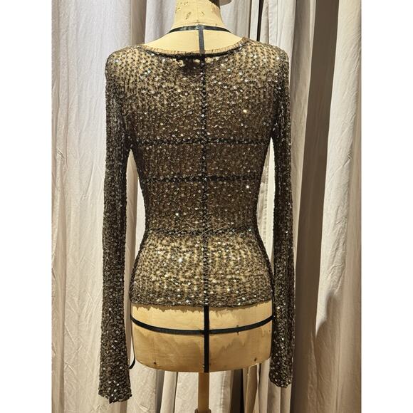 Vtg. Ann Ferriday Stock Stretch Embroidered Pucker Sequin Fairy Cardigan S/M - Picture 3 of 4